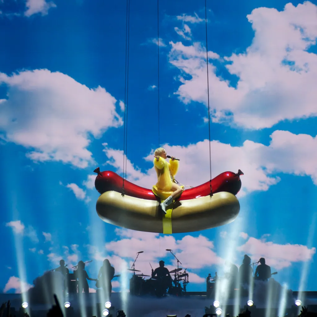 Miley Cyrus performing onstage in Vancouver during the Bangerz Tour in 2014