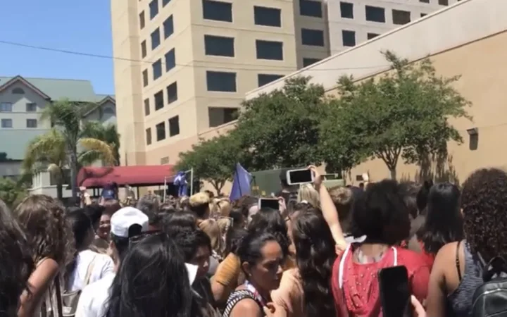Crowd gathered outside TanaCon, the convention organized by Tana Mongeau