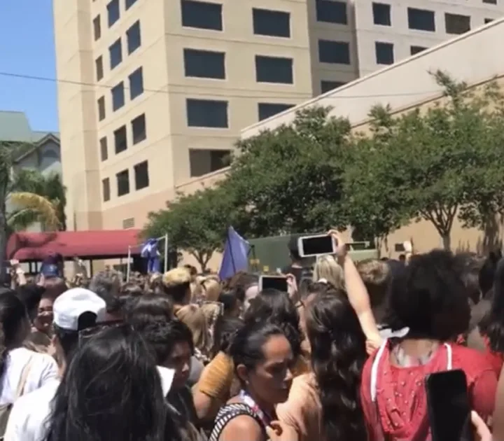 Crowd gathered outside TanaCon, the convention organized by Tana Mongeau