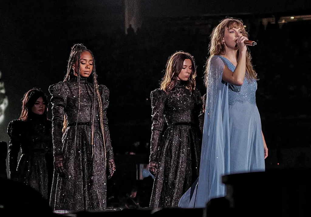 Taylor Swift performing during the Eras Tour in Los Angeles in 2023