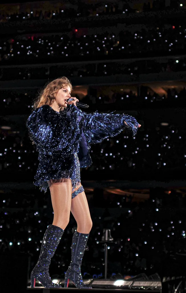 Taylor Swift performing during the Midnights set of the Eras Tour at SoFi Stadium