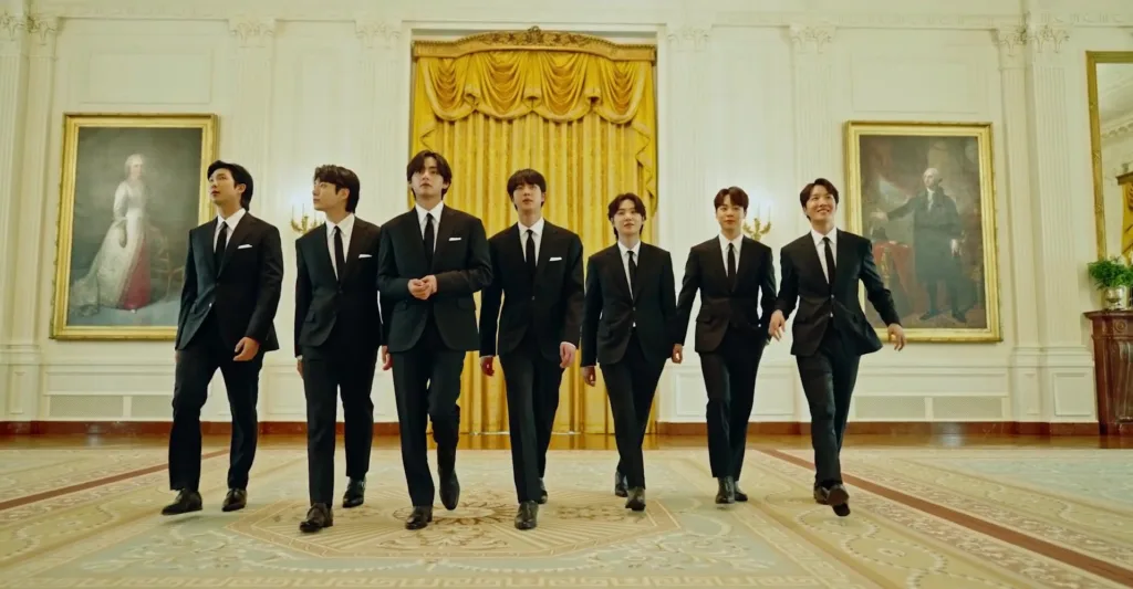 BTS together during a White House appearance in May 2022