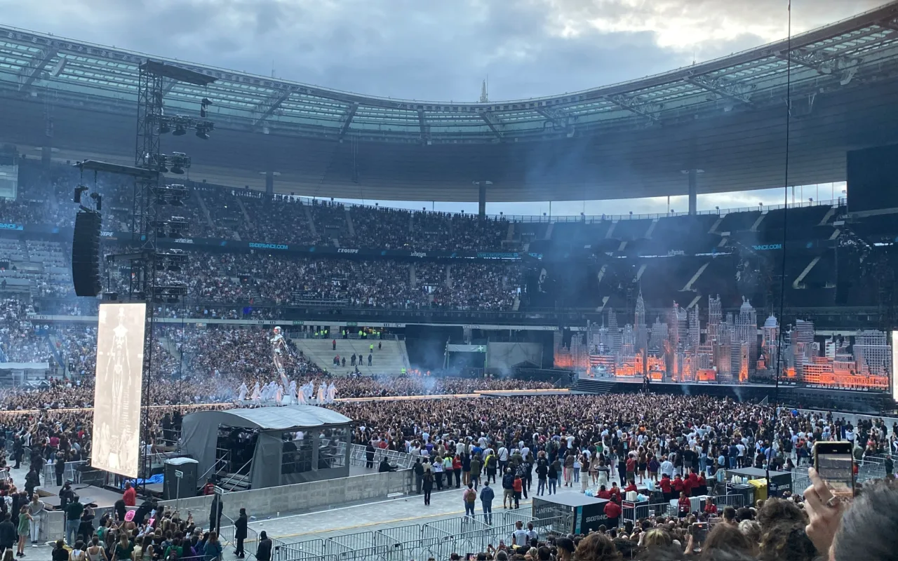 The Weeknd performing during the After Hours Til Dawn tour in Paris