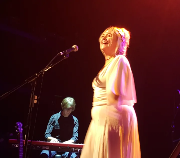 Elle King performing onstage at the Bowery Ballroom