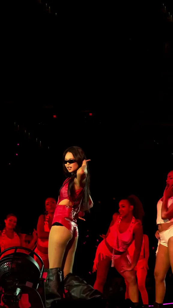 JENNIE performing onstage during the BLACKPINK Deadline World Tour at SoFi Stadium