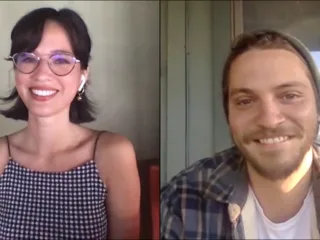 Luke Grimes and Kelsey Asbille during a Yellowstone interview