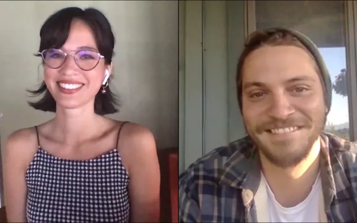 Luke Grimes and Kelsey Asbille during a Yellowstone interview