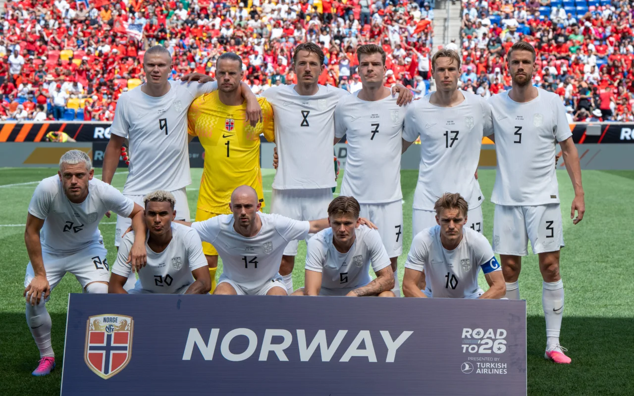 Norway national team including Erling Haaland before facing Morocco at the 2026 FIFA World Cup