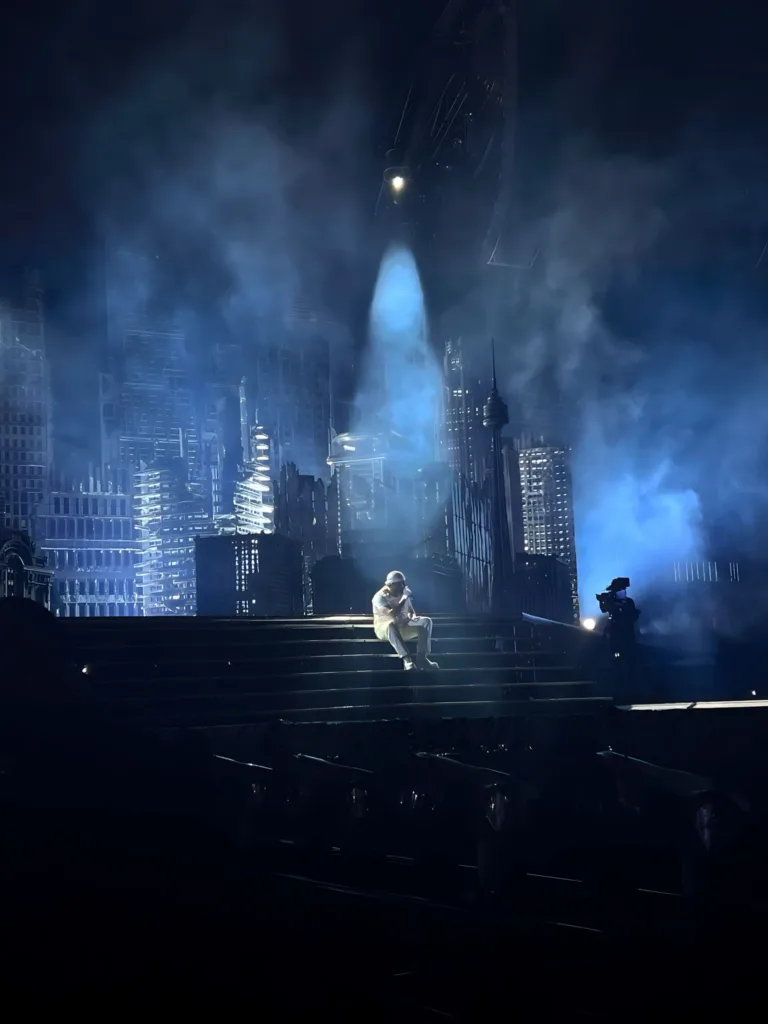 The Weeknd performing during the After Hours Til Dawn tour at Stade de France