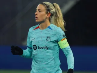 Alexia Putellas wearing Barcelona's captain armband against Brann in March 2024