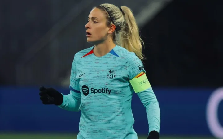 Alexia Putellas wearing Barcelona's captain armband against Brann in March 2024