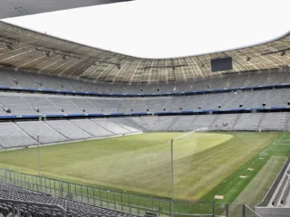 Empty stands and pitch inside the Allianz Arena in a 2014 archive photograph