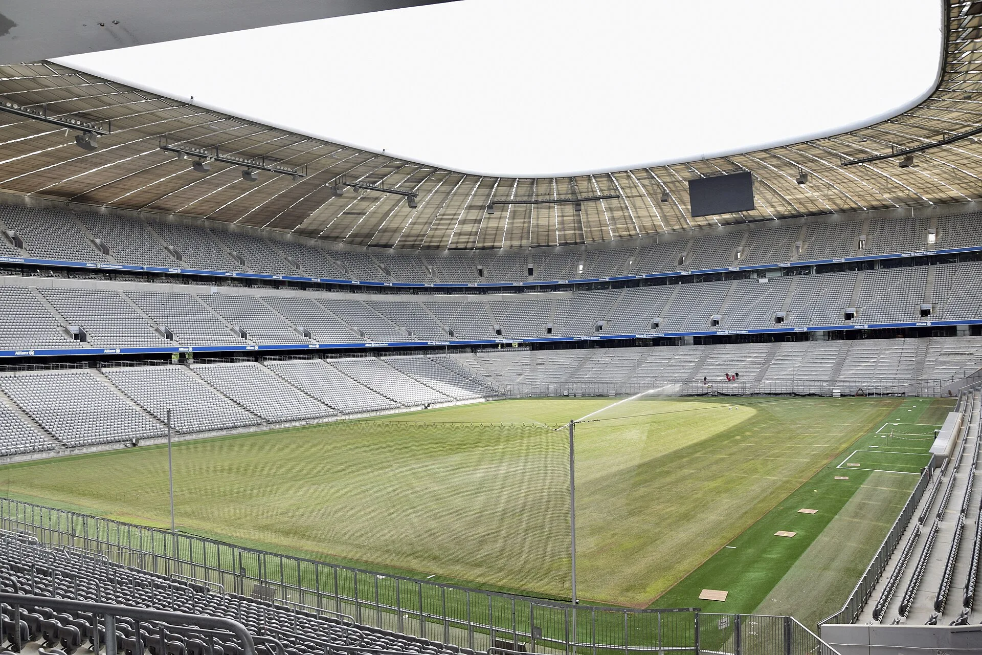 Empty stands and pitch inside the Allianz Arena in a 2014 archive photograph