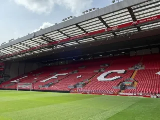 The Kop stand and pitch at Anfield in May 2024