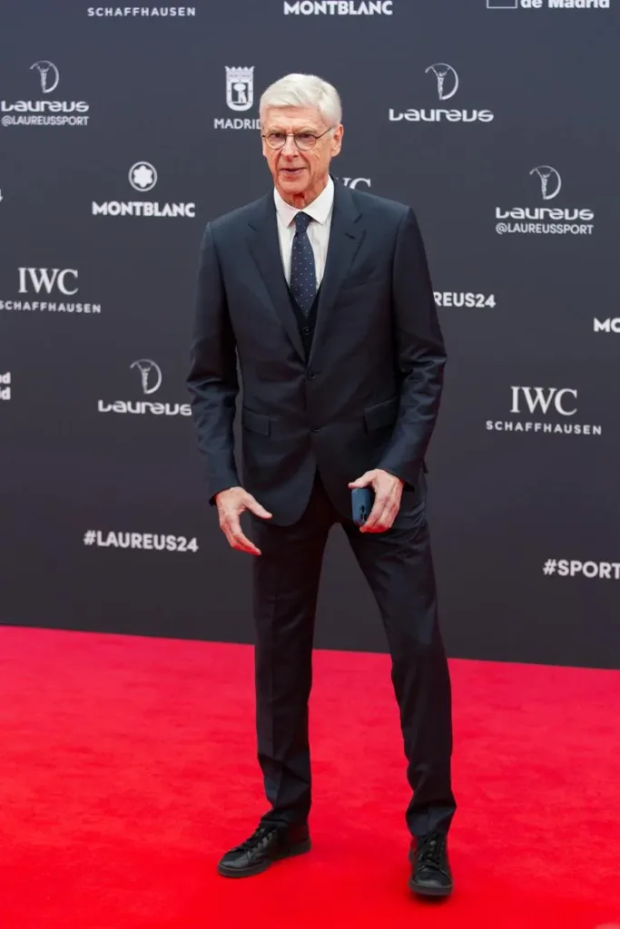 Arsène Wenger on the red carpet at the 2024 Laureus World Sports Awards in Madrid