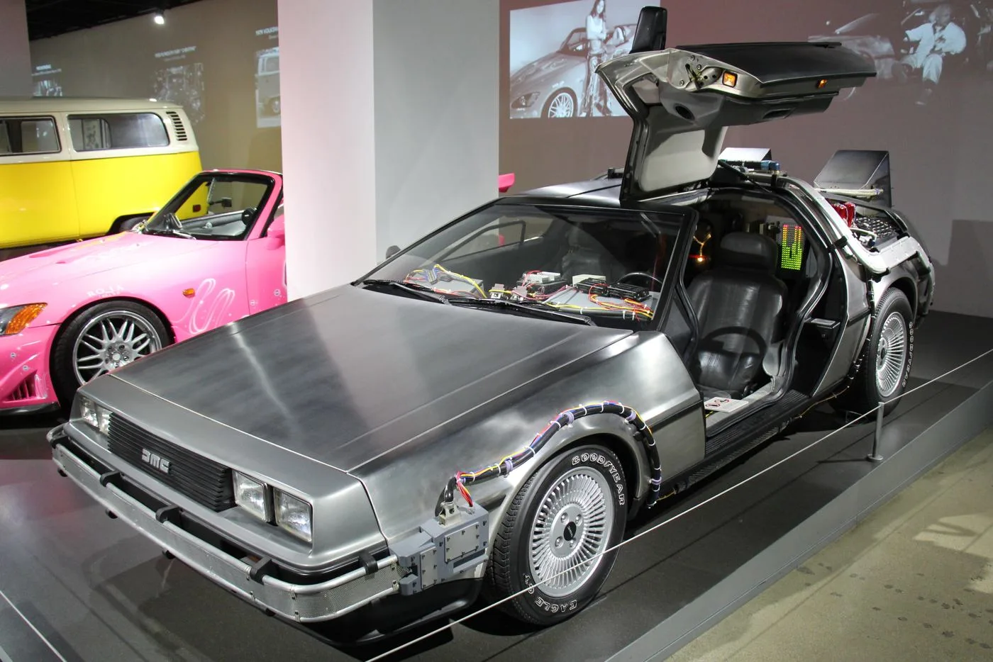 Open the featured image for Back to the Future Day 2026 Brings the Original Back to Cinemas The Back to the Future DeLorean time-machine car on display at the Petersen Automotive Museum