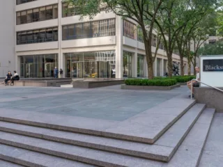 Blackstone signage outside its offices at 345 Park Avenue in New York
