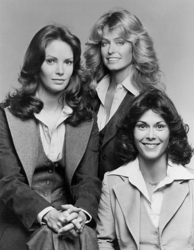Jaclyn Smith, Farrah Fawcett and Kate Jackson in the original Charlie’s Angels cast, 1976