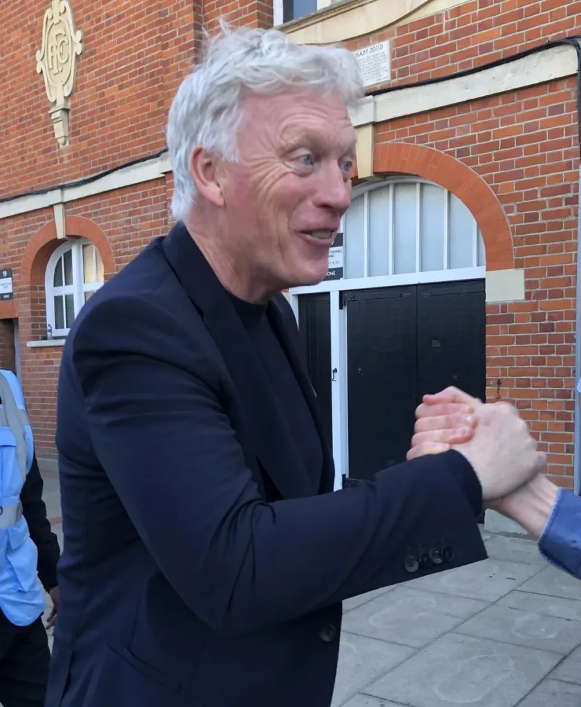 Everton manager David Moyes outside Craven Cottage after a match in May 2025