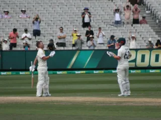 David Warner acknowledging applause during his double-century innings against South Africa in 2022