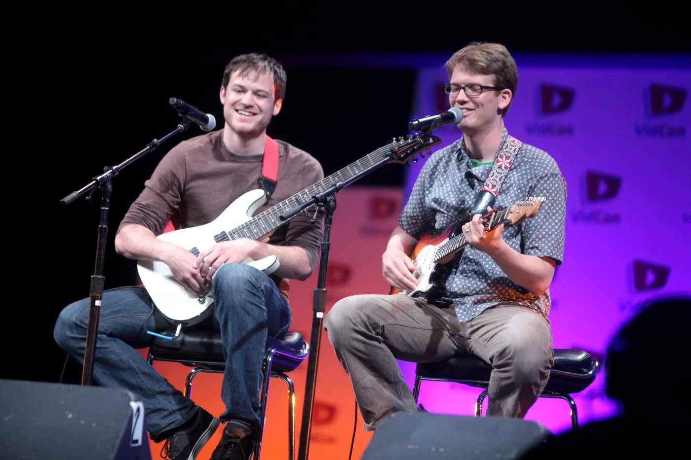 Open the featured image for Hank Green’s Creator Work: The Team Behind Free Learning Hank Green, right, performing with Rob Scallon at VidCon in 2014