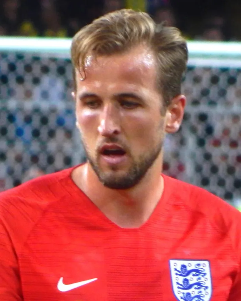 Harry Kane in England's red kit during the 2018 World Cup