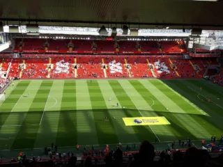 Anfield pitch and stands in an August 2018 archive photograph