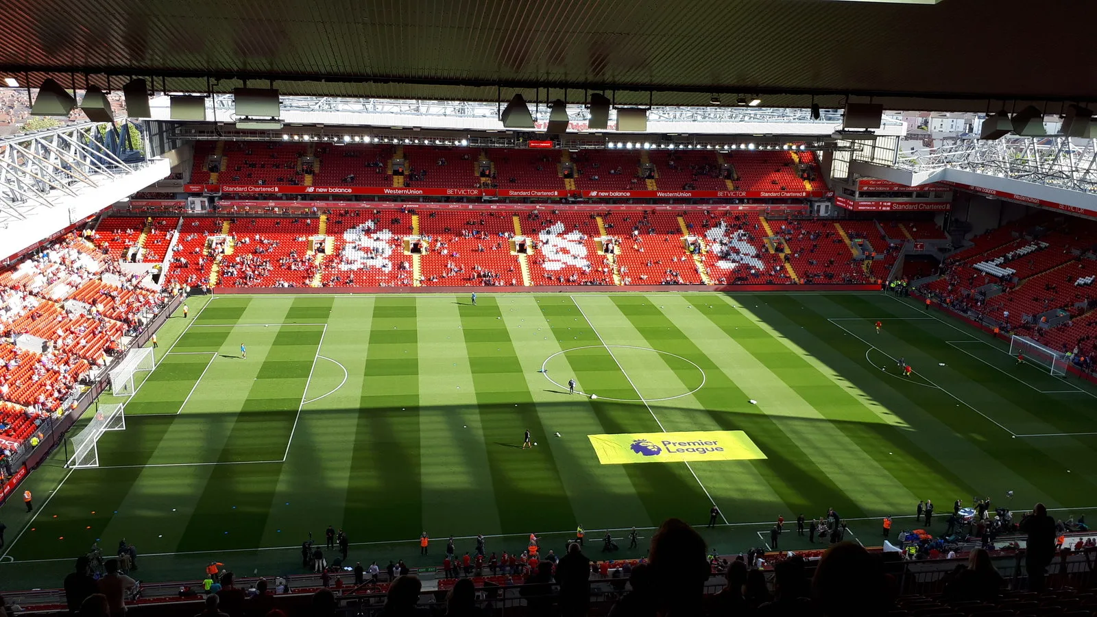 Anfield pitch and stands in an August 2018 archive photograph