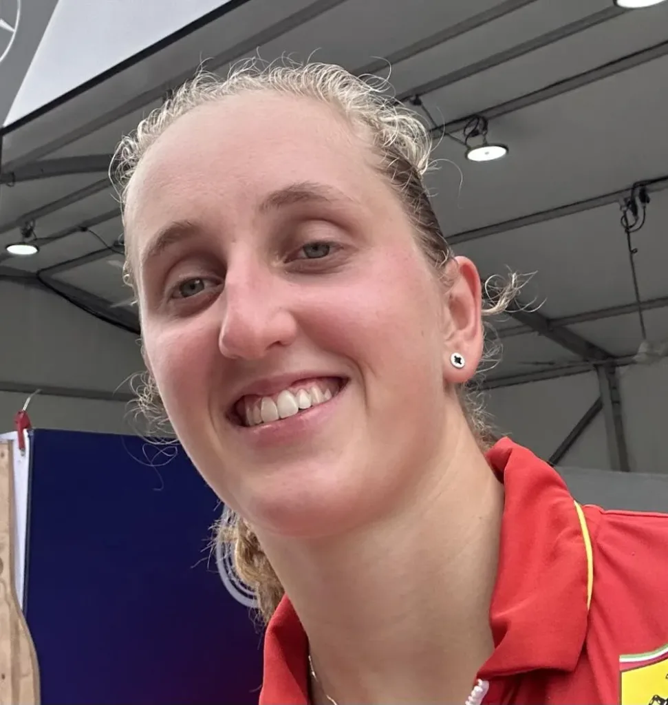 Maya Weug wearing a Ferrari shirt at the 2024 Singapore F1 Academy round