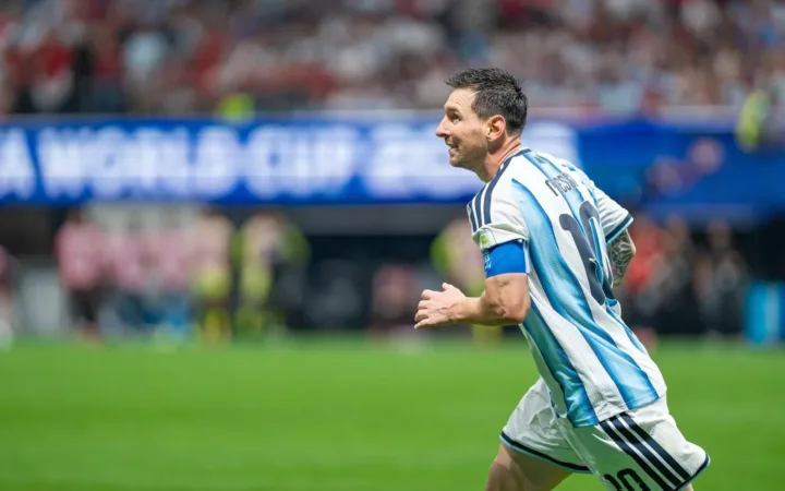 Lionel Messi wearing Argentina’s captain’s armband during the July 2026 match against Egypt