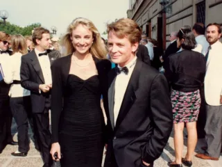 Tracy Pollan and Michael J. Fox at the 40th Emmy Awards in August 1988