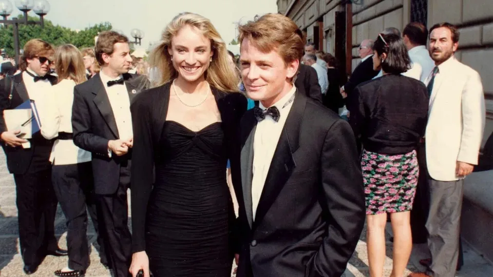 Tracy Pollan and Michael J. Fox at the 40th Emmy Awards in August 1988