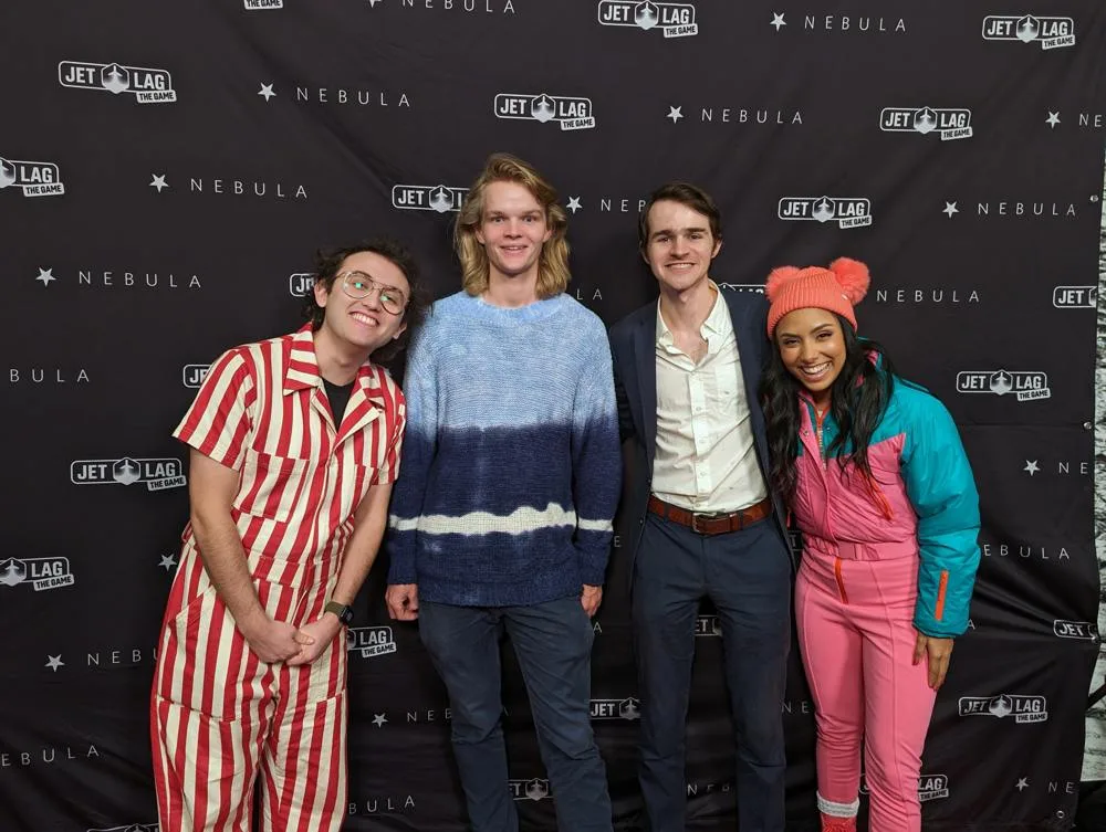 Ben Doyle, Sam Denby, Adam Chase and Michelle Khare at the Jet Lag season eight premiere