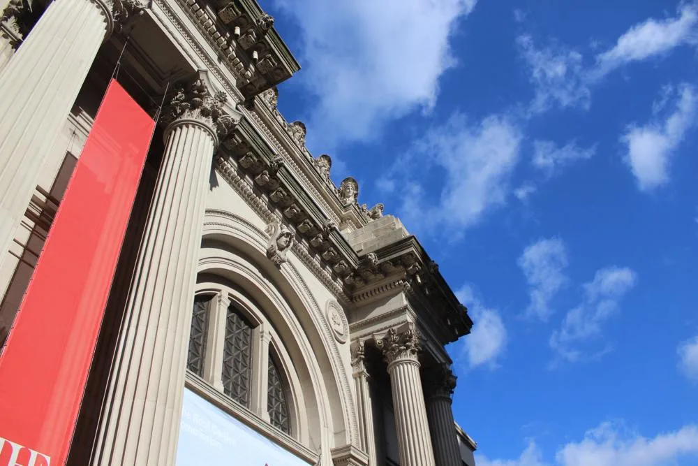 Columns and stone details on the Metropolitan Museum of Art exterior