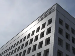 Nintendo’s name on its headquarters building in Kyoto, photographed in April 2024