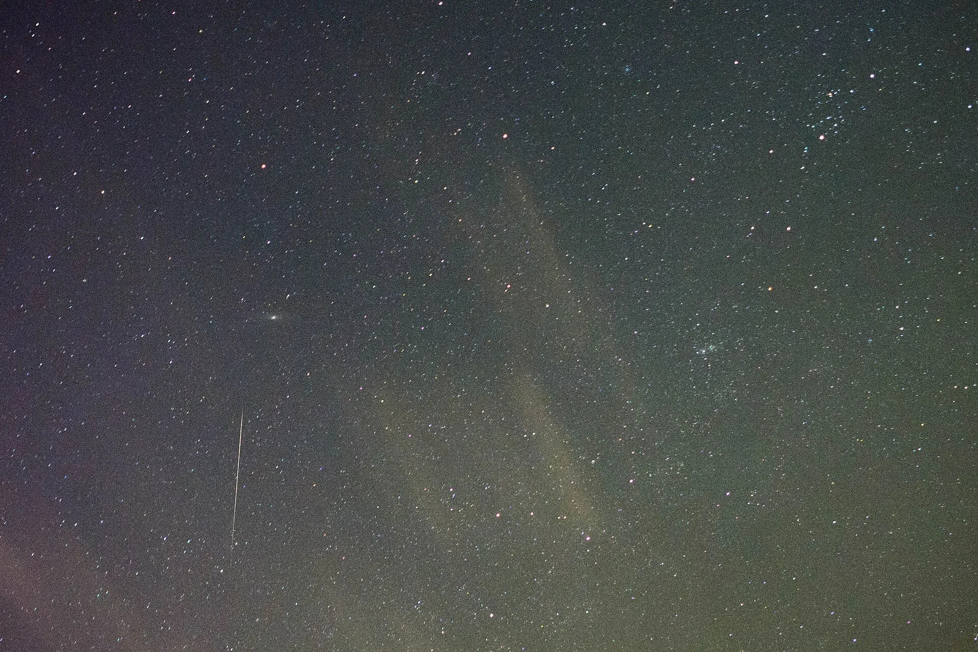 A bright Orionid meteor streak across a star-filled sky in an archive photograph from October 2020