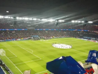Parc des Princes pitch and stands before a Champions League match in March 2018