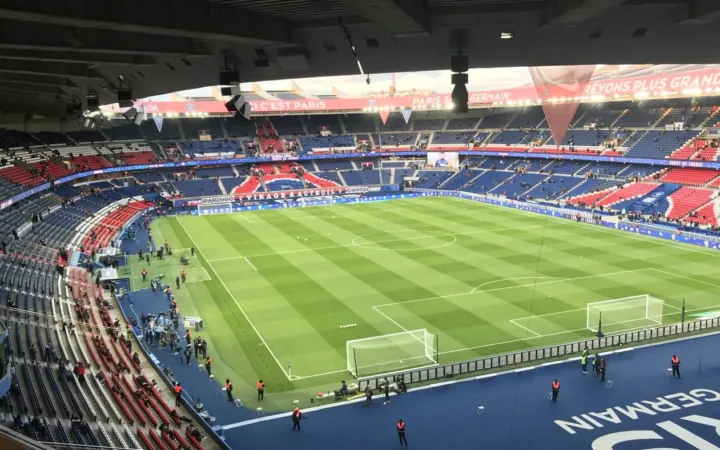 Wide view inside the Parc des Princes football stadium in Paris