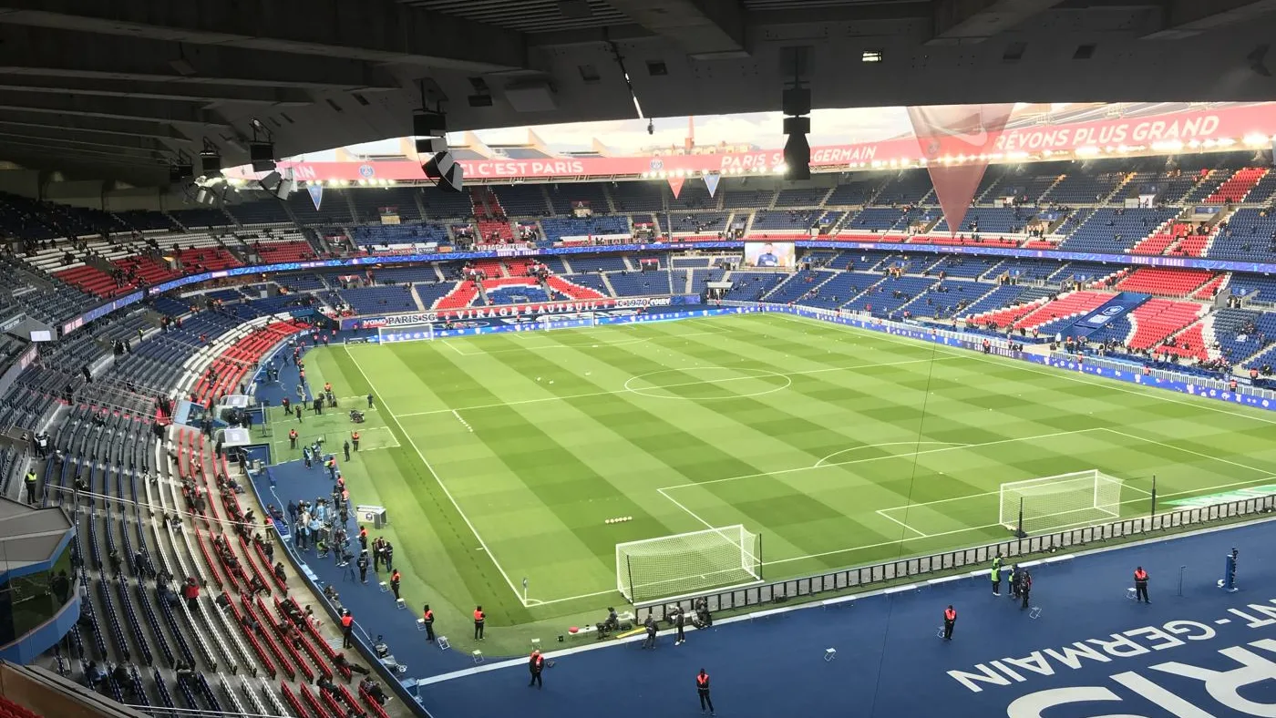 Wide view inside the Parc des Princes football stadium in Paris