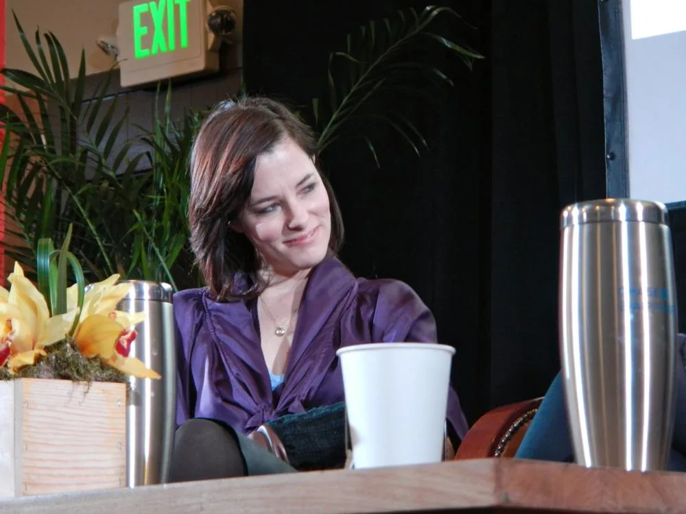 Parker Posey seated at the Sundance Cinema Cafe in January 2012