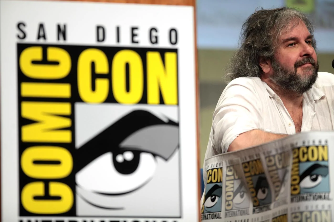 Peter Jackson at Comic-Con in 2014, pictured for the Weta deal retrospective