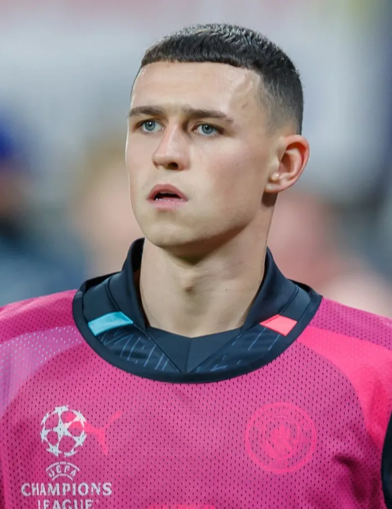 Phil Foden in Manchester City training wear before a Champions League match in Leipzig in 2023