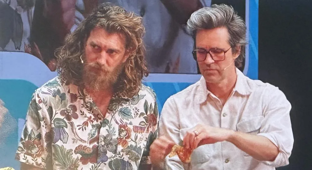 Rhett McLaughlin and Link Neal performing on their 2024 Good Mythical Tour