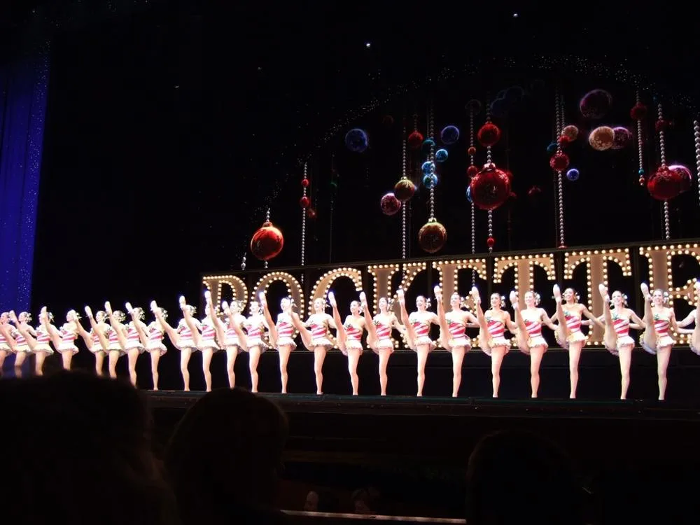 A Rockettes kickline on the Radio City stage in January 2007