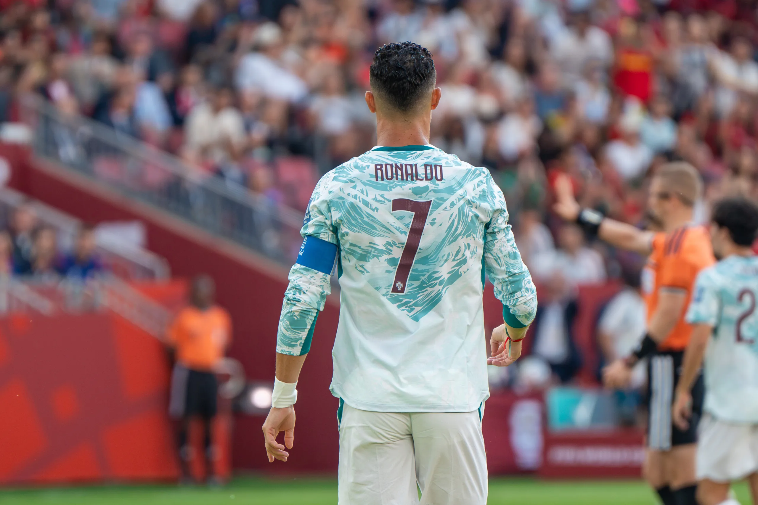 Cristiano Ronaldo playing for Portugal against Croatia in 2026