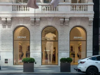 SKIMS storefront and window signage in New York City in May 2026