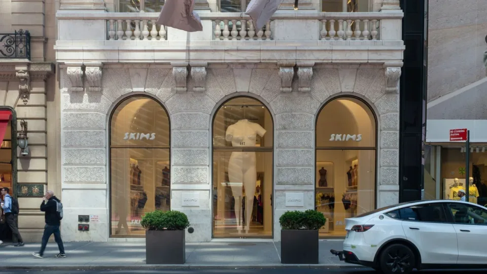 SKIMS storefront and window signage in New York City in May 2026