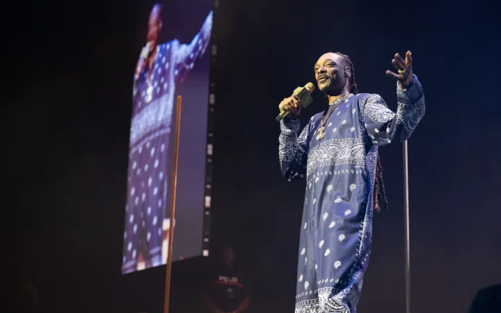 Snoop Dogg performing at Qudos Bank Arena in Sydney in March 2023