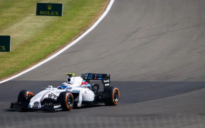 Susie Wolff driving a Williams FW36 at Silverstone during the 2014 British Grand Prix weekend