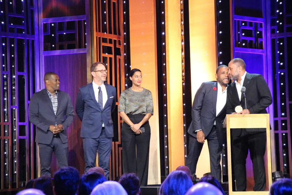 Tracee Ellis Ross, centre, with the black-ish team at the 2016 Peabody Awards